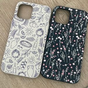 Floral Black & Beige Pela Compostable Protective Phone Case Set